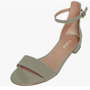 YDN Sage Green Block Low Heel Sandals Open Toe Ankle Strap Walking Dress Shoes